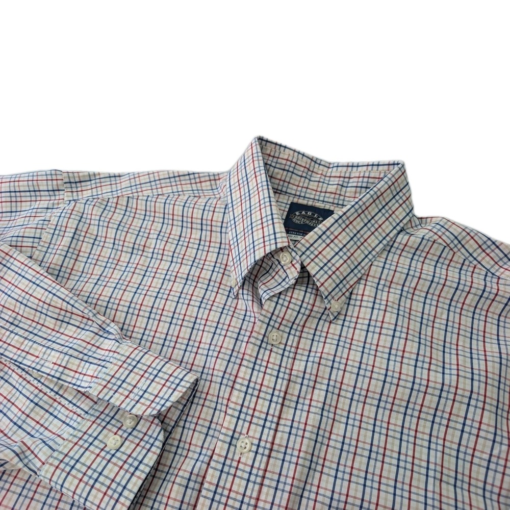 Eagle Shirtmakers Men's Regular Fit Non-Iron Plaid Shirt XL 17.5 34/35